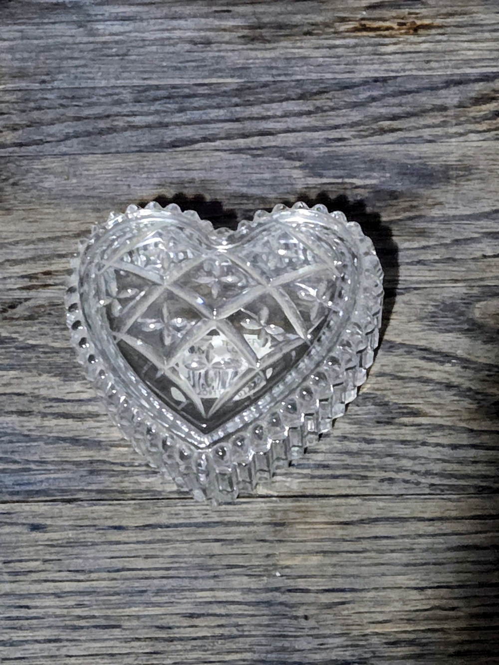 Vintage Mikasa Clear Cut Glass Heart Trinket Box